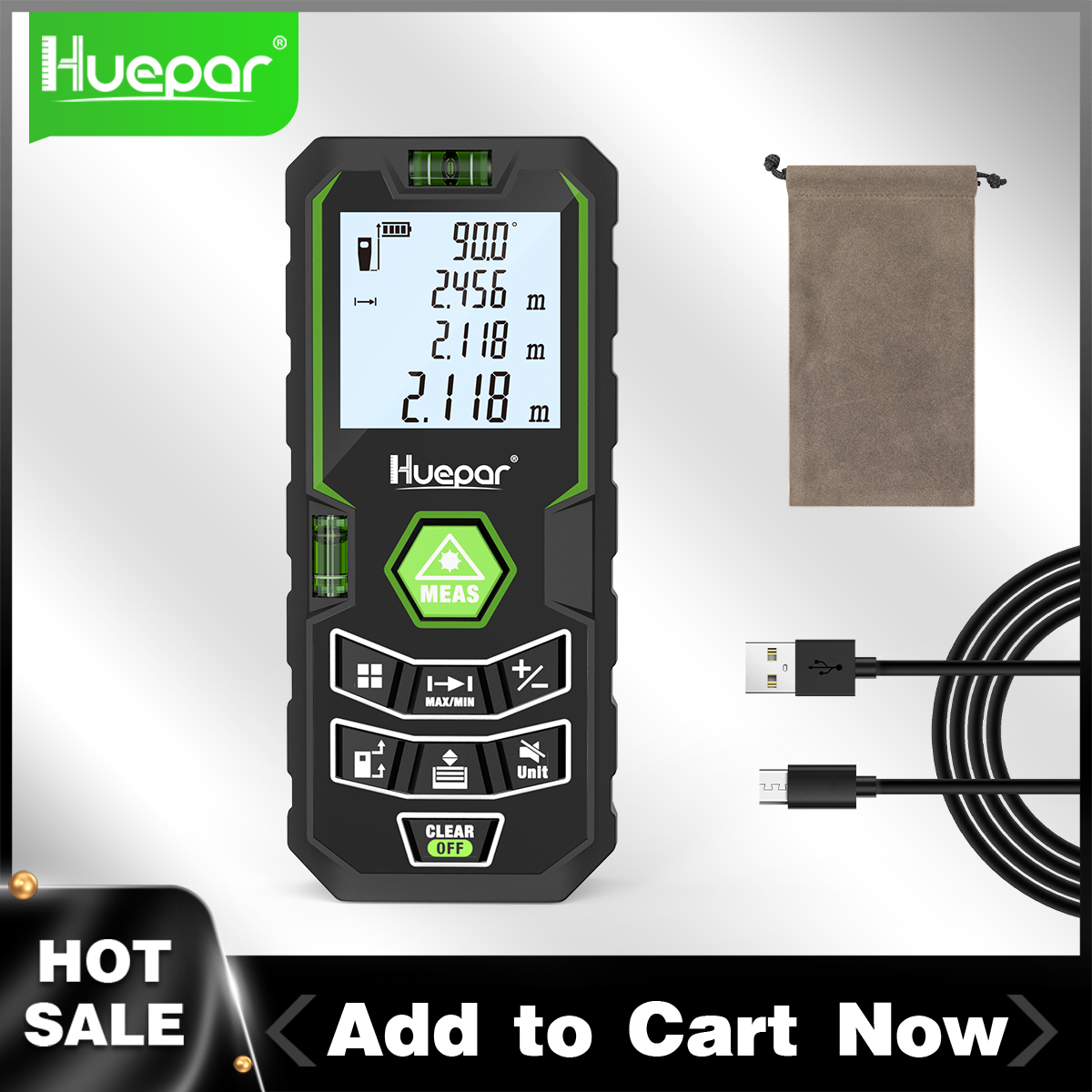 Laser Distance Meter 100M - Huepar Laser Distance Measure X6-50/100/120M/In/Ft Backlit