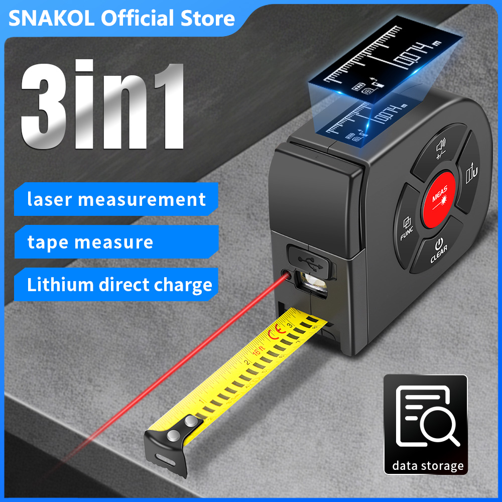Laser Distance Meter 2 In 1 Tape - Snakol Laser Tape Measure 2 In