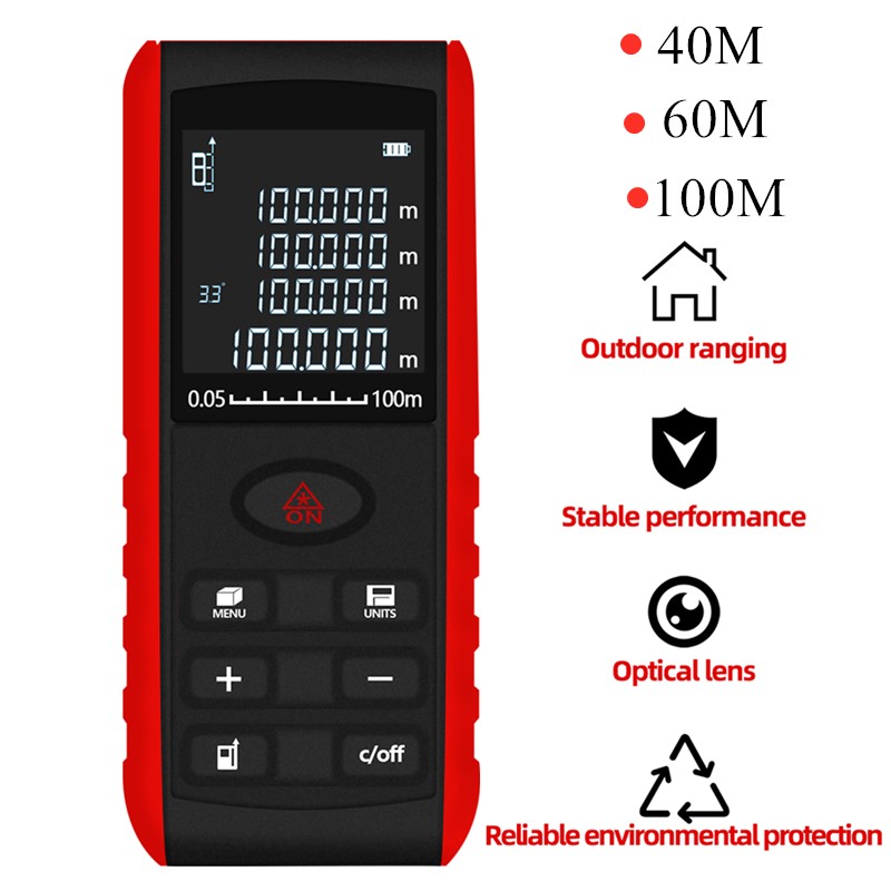 Laser Distance Meter 100M - Professional Laser Rangefinder 40M 60M 80M