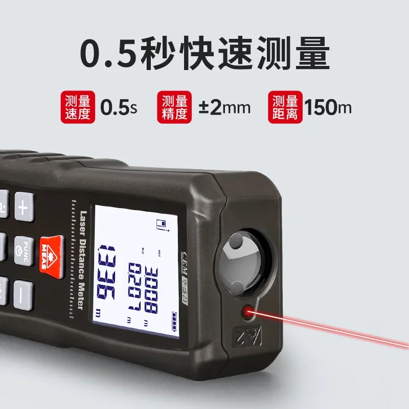 Laser Distance Meter With Bubble Level - Data Hold CEM Laser Rangefinder 120