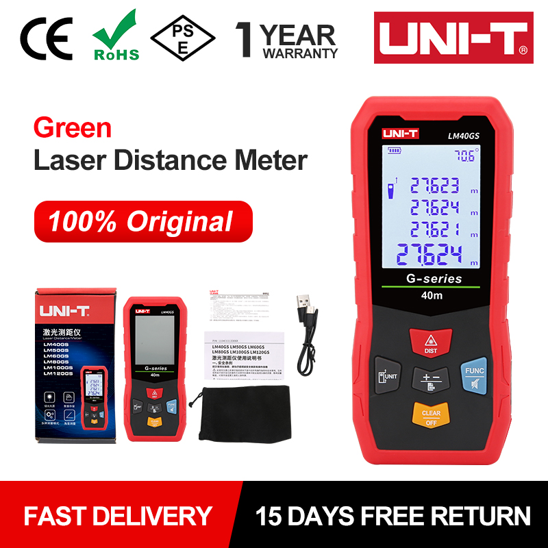 Laser Distance Meter 100M - UNI-T 40m Green Laser Distance Meter