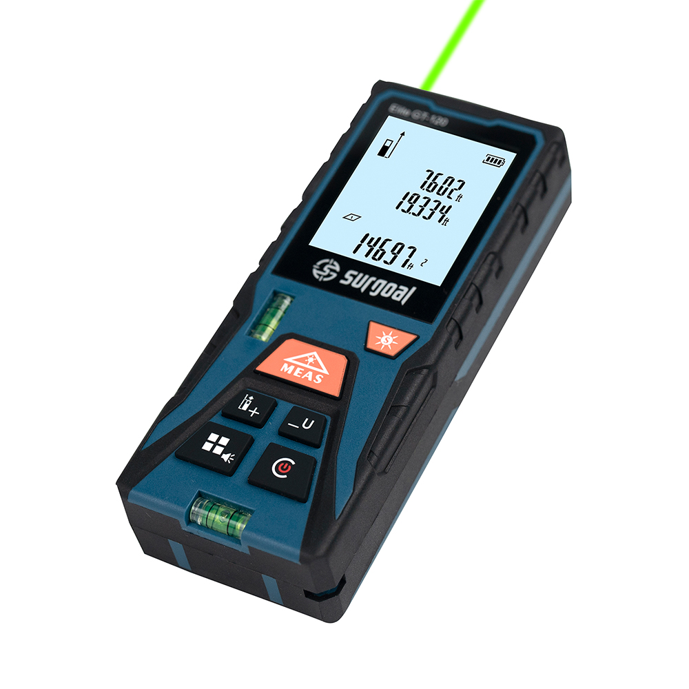 Laser Distance Meter With Bubble Level - 120m Green Laser Distance Meter with