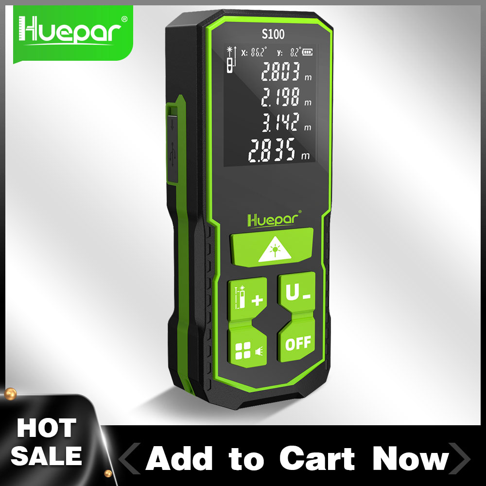 Laser Distance Meter 100M - Huepar Khoảng Cách Kỹ Thuật Số