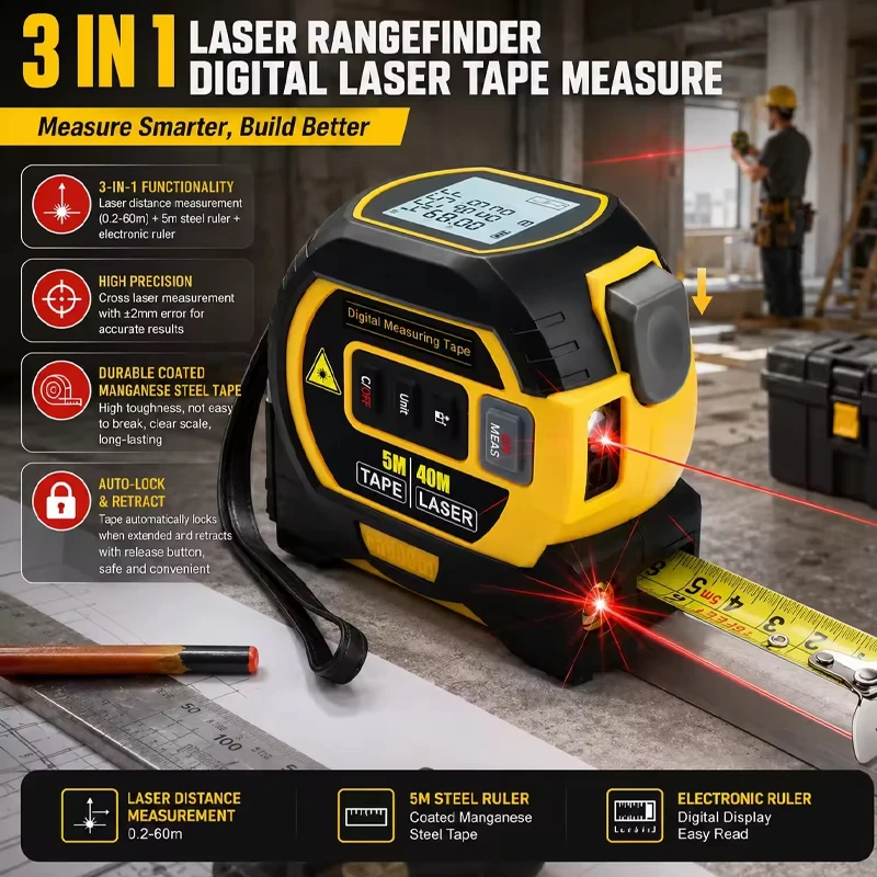 2026 New Laser Tape Measure 3  - đánh giá và giá Digital Tape Measure 5M Laser