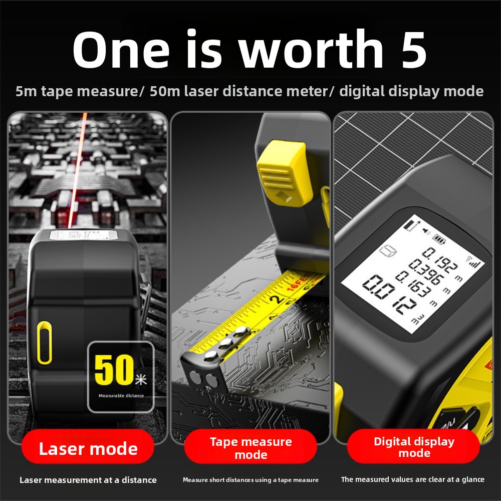 2 in 1 Laser Tape Measure 50m  - đánh giá và giá Digital Tape Measure 5M Laser
