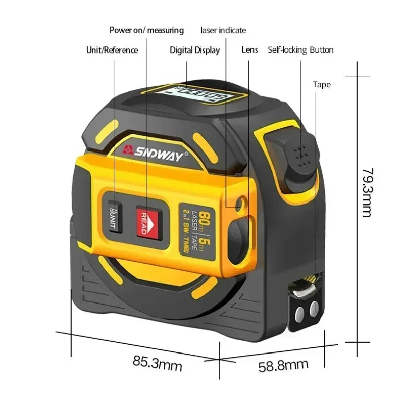 NOYAFA Laser Distance Meter 2  - đánh giá và giá Laser Distance Meter 2 In 1 Tape