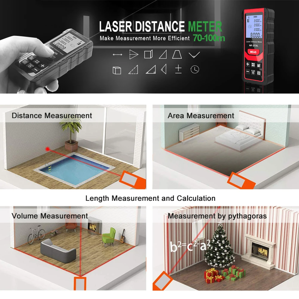Noyafa NF-271 Đo Khoảng Cách 4 - đánh giá và giá Laser Distance Meter 100M