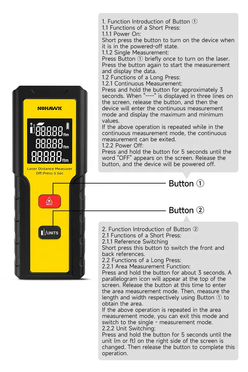 Nohawk 40m Smart Electrical Ru - đánh giá và giá Laser Distance Meter With Bubble Level