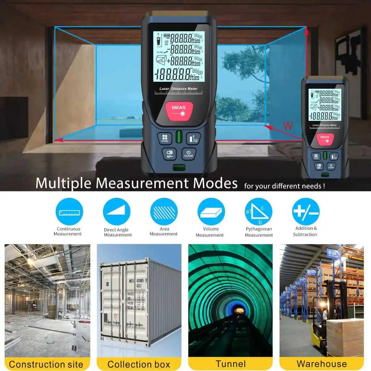 100m Laser Distance Meter 50m  - đánh giá và giá Laser Distance Meter With Bubble Level