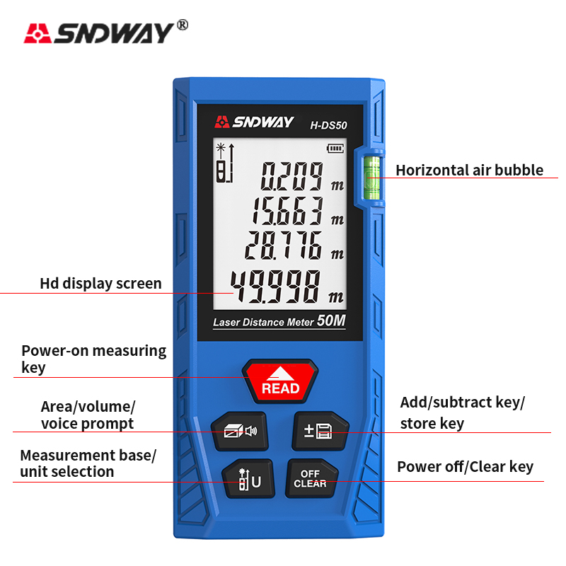 SNDWAY H-DS50 50m Digital Lase - đánh giá và giá Laser Measure Area Volume Calculator